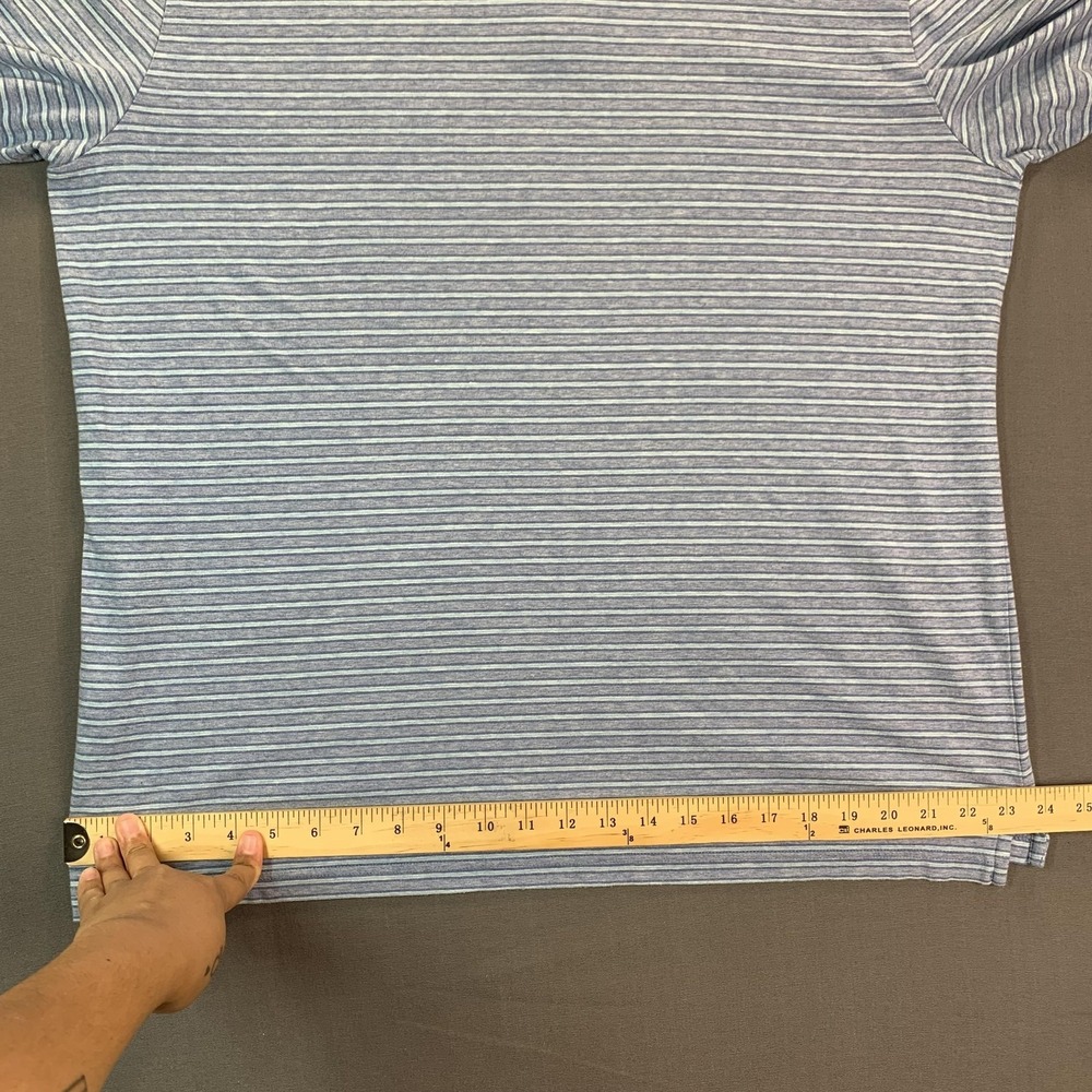 Faherty Polo Shirt Mens XL Blue Stripe Pima Modal Jersey Stretch Casual - Picture 14 of 15
